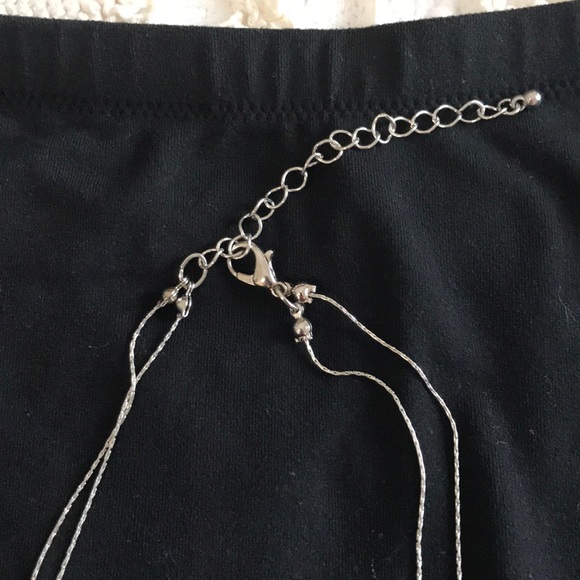 MULTI COLOR SILVER TONE DOUBLE CHAIN NECKLACE - Picture 5 of 5